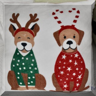 D50. Christmas dog pillow.
